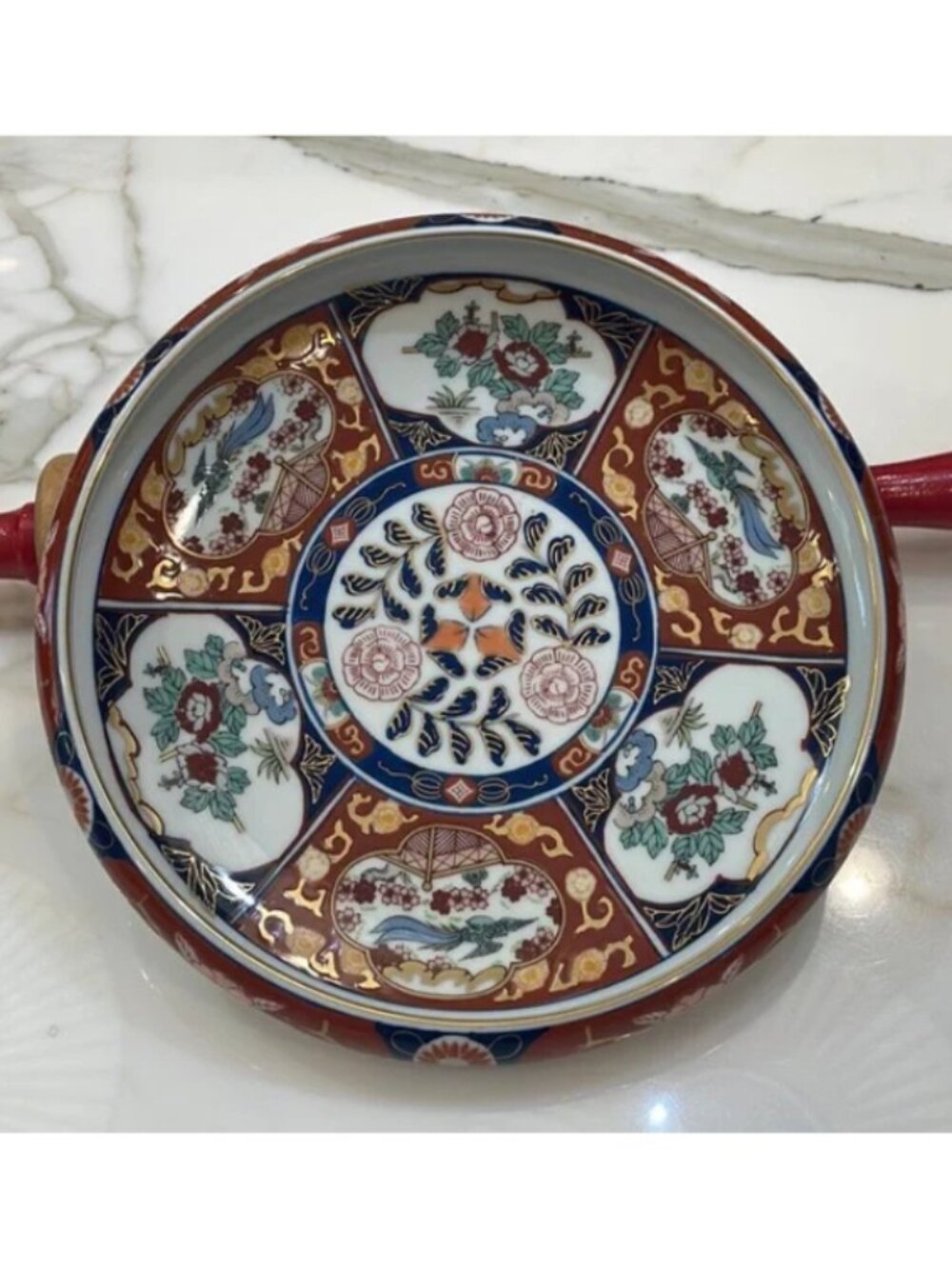 Japanese Gold Imari VINTAGE Handpainted 7 1/2" Panel Design Shallow Plate/Bowl